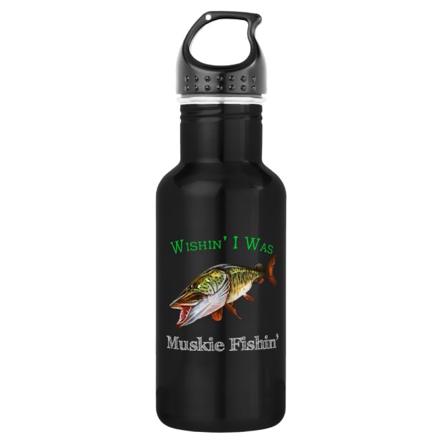 Botella De Agua Ojalá Fuera Muskie Fishin (Anverso)