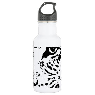 Botella De Agua Ojo blanco y negro del leopardo