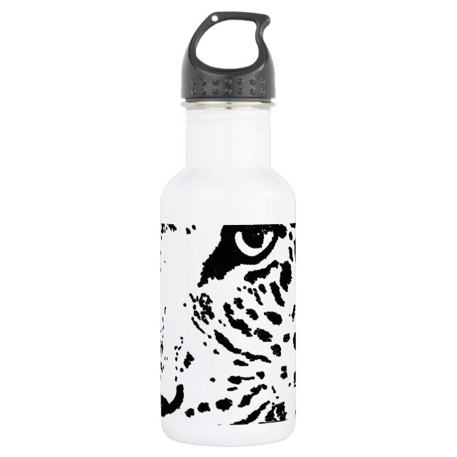 Botella De Agua Ojo blanco y negro del leopardo (Anverso)