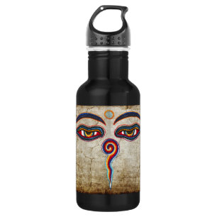 Botella De Agua Ojos De Buda / Augen der Weisheit   antiguo