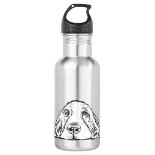 Botella De Agua ojos de perrito simple blanco negro