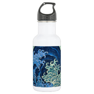 Botella De Agua Ola Femenina de Hokusai Vintage Océano