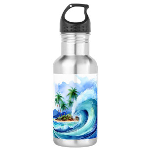 Botella De Agua Ola Kai Isla Ola acuarela ola