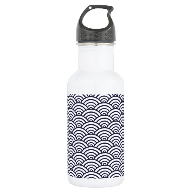 Botella De Agua Olas Azules Japonesas Seigaiha Mar (Anverso)