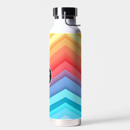 Botella De Agua Olas de Arcoíris Abstracto Moderno con su Logotipo