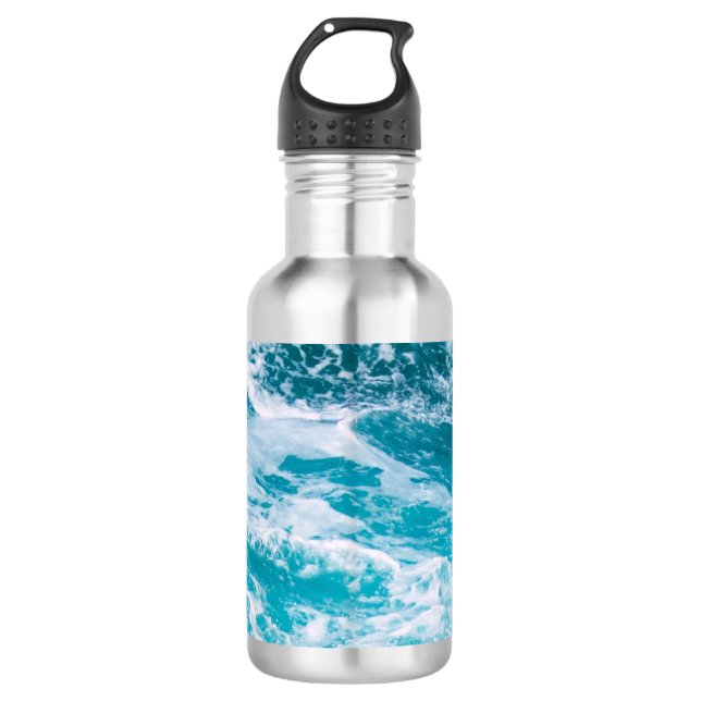 Botella De Agua Olas del Océano Azul  (Anverso)