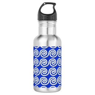 Botella De Agua Olas Patrón Llave Meandro Griego Azul