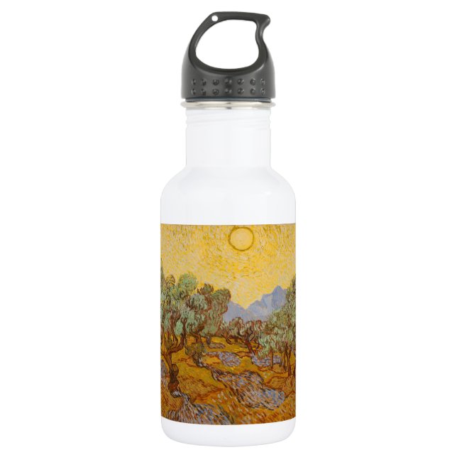Botella De Agua Olivos de Van Gogh Cielo Sol Amarillo (Anverso)