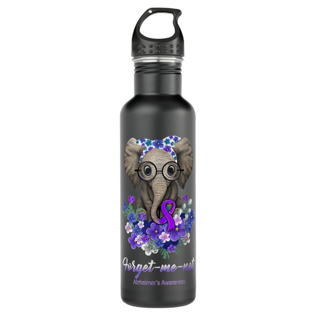 Botella De Agua Olvídame no la flor elefante de conciencia del Alz (Anverso)