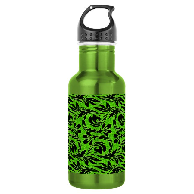 Botella De Agua Ondas metálicas, neonnegro (Anverso)