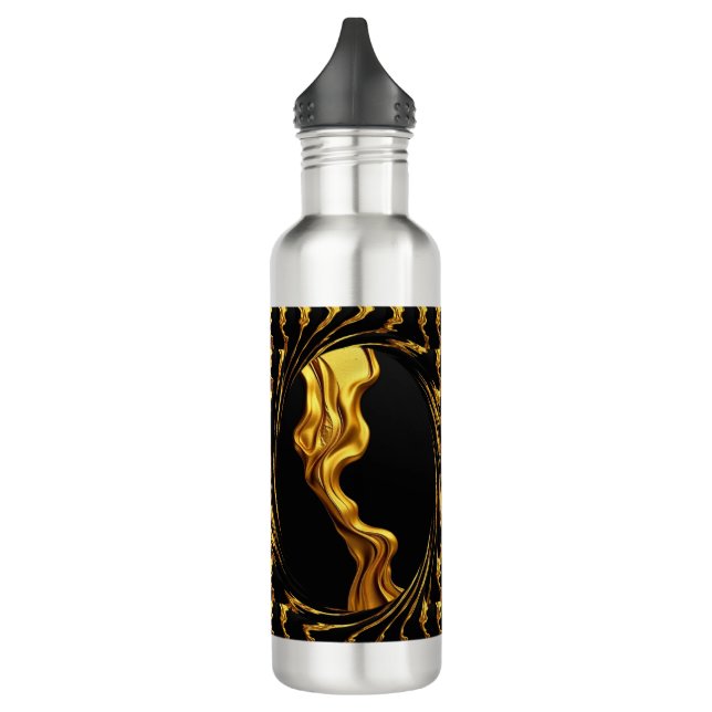 Botella De Agua Opulent Swirl Liquid Gold Black Monochrome Achempo (Izquierda)