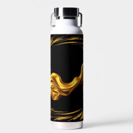 Botella De Agua Opulent Swirl Liquid Gold Black Monochrome Christi