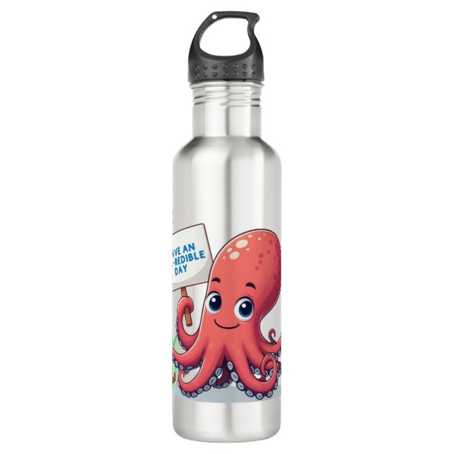 Botella De Agua Opulpo personalizado con pescado (Anverso)