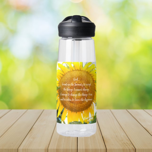 Botella De Agua Oración de Serenity Floral de girasol amarillo (In Situ Table)