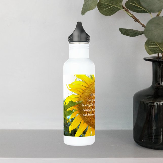 Botella De Agua Oración de Serenity Floral de girasol amarillo (In Situ)