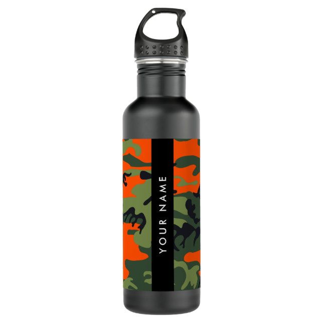 Botella De Agua Orange Camouflage Pattern, Your name, Personalize (Anverso)