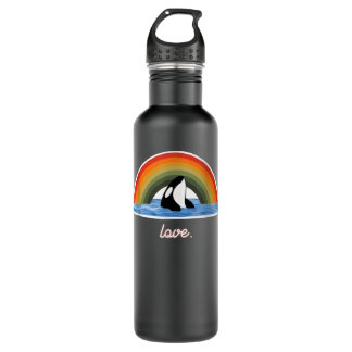 Botella De Agua Orca Killer Whats Rainbow Retro Love