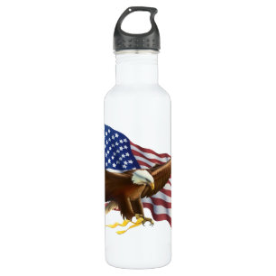 BOTELLA DE AGUA ORGULLO AMERICANO EAGLE Y BANDERA