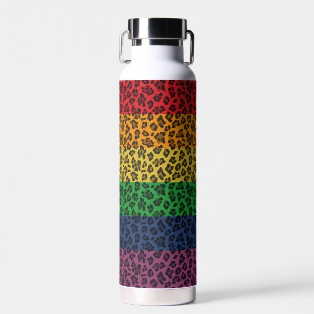 Botella De Agua Orgullo arcoiris leopardo (Delantero)