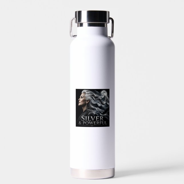 Botella De Agua Orgullo de cabello gris plateado y poderoso Herman (Delantero)