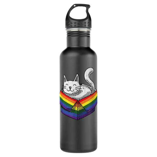 Botella De Agua Orgullo gay Arcoiris lindo Kitten Gatito Orgulloso (Anverso)