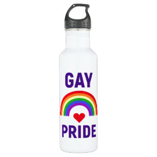 Botella De Agua Orgullo gay  Corazón y arco iris