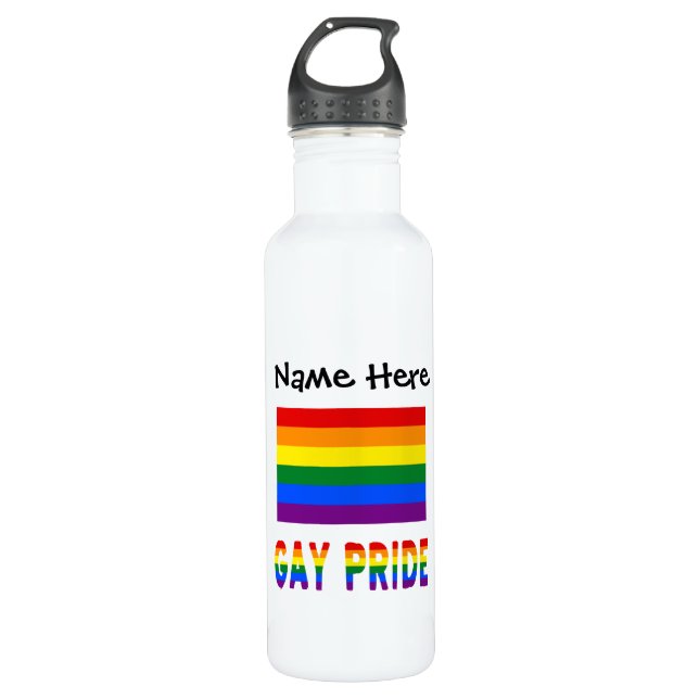 Botella De Agua Orgullo gay y bandera arcoiris personalizada (Anverso)