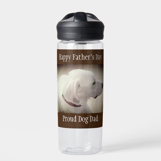 Botella De Agua Orgulloso perro papá Dark Brown (Delante)