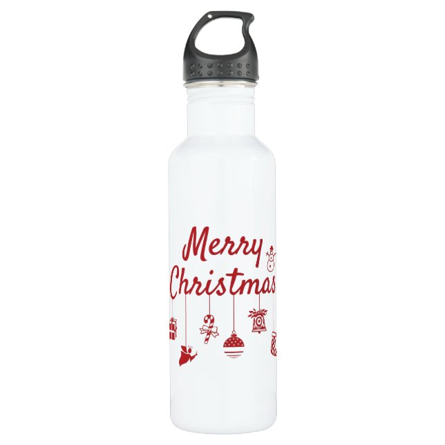 Botella De Agua Ornamentos navideños de Feliz (Anverso)