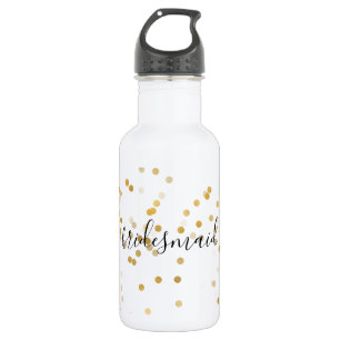 Botella De Agua Oro Glam Confetti Bridesmaid