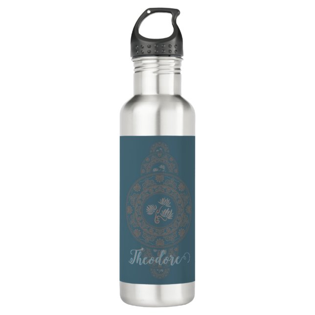 Botella De Agua Oro personalizado Rococo Lotus Ornamentala (Anverso)