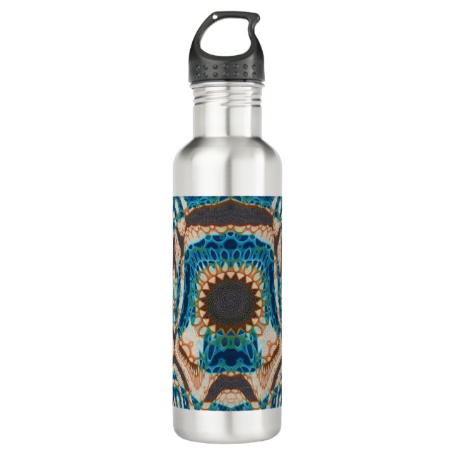 Botella De Agua Oro turquesa Sol Southwestern Art (Anverso)