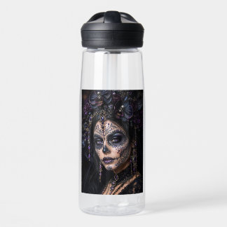 Botella De Agua Orquídea Amatista Calavera - Cráneo de Azúcar Góti