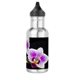 Botella De Agua Orquídea blanca y púrpura
