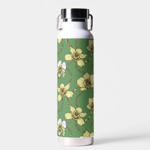 Botella De Agua Orquídeas y cadenas, amarillas y kellanas
