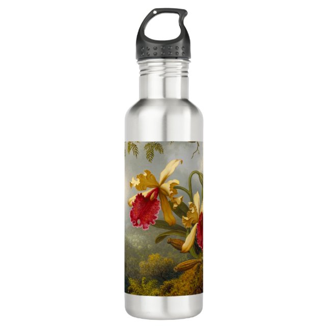 Botella De Agua Orquids y Hummingbird Heade (Anverso)