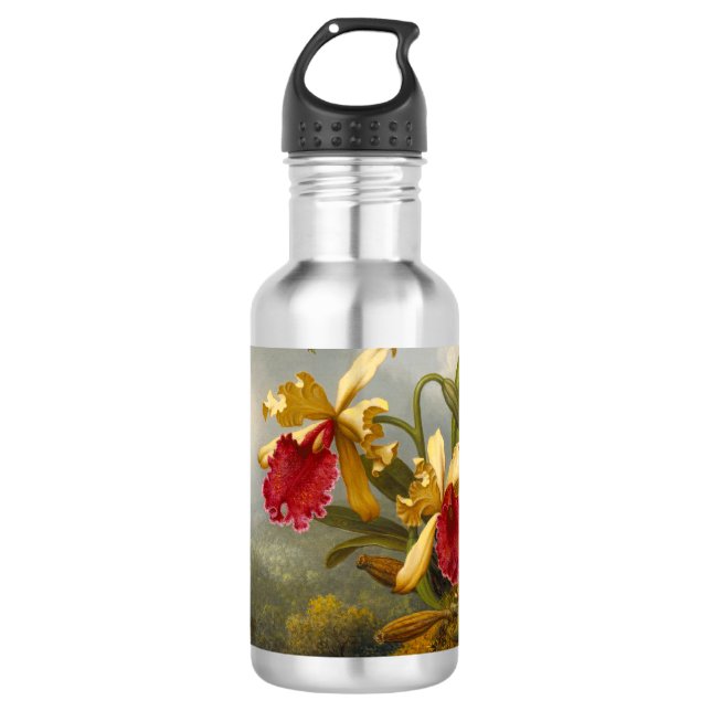 Botella De Agua Orquids y Hummingbird Heade (Anverso)
