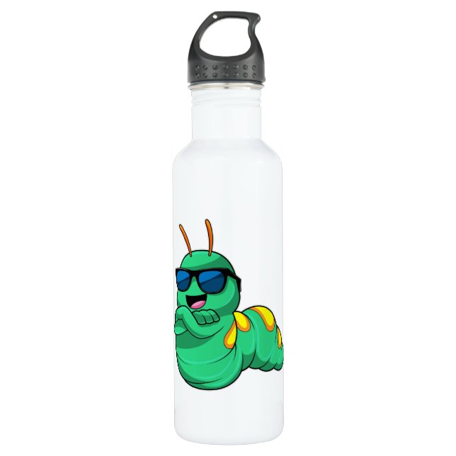 Botella De Agua oruga con gafas de sol (Anverso)
