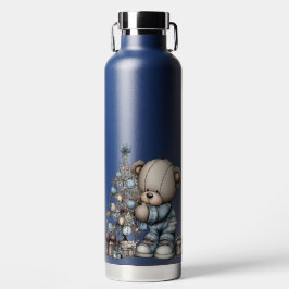 BOTELLA DE AGUA OSITOS DE PELUCHE AZULES NAVIDEÑOS DE INVIERNO