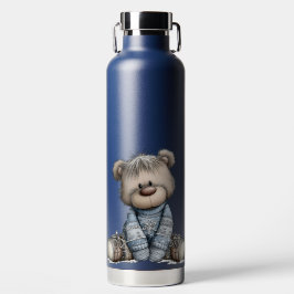 BOTELLA DE AGUA OSITOS DE PELUCHE AZULES NAVIDEÑOS DE INVIERNO