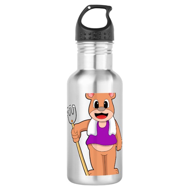 Botella De Agua Oso como granjero con arroz (Anverso)