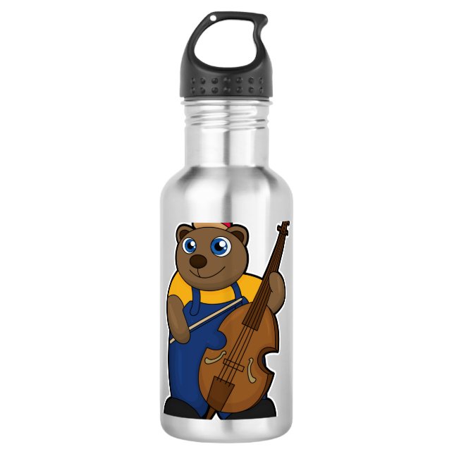 Botella De Agua Oso como músico con guitarra (Anverso)