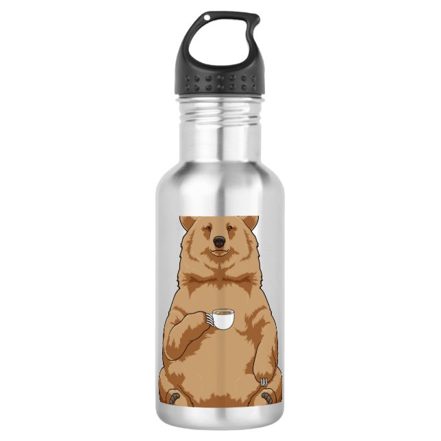 Botella De Agua Oso con taza de café (Anverso)