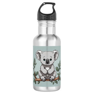 Botella De Agua Oso cutáneo koala en verde azulado