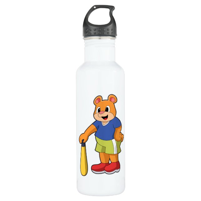 Botella De Agua Oso de béisbol con bate de béisbol (Anverso)
