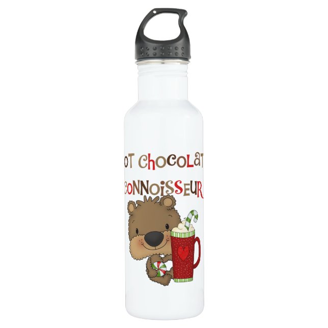 Botella De Agua Oso de chico conocedor de chocolate caliente (Anverso)