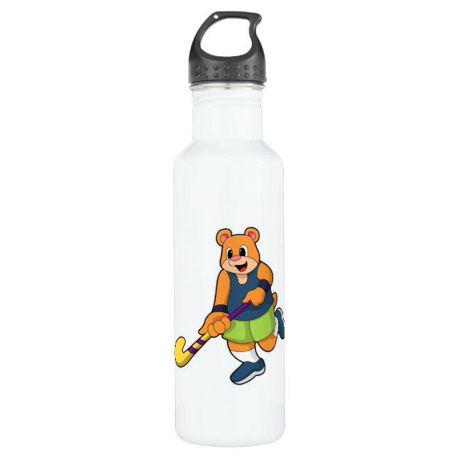 Botella De Agua Oso de hockey con bate de hockey (Anverso)