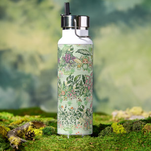 Botella De Agua Oso de la selva lindo y patrón continuo tropical