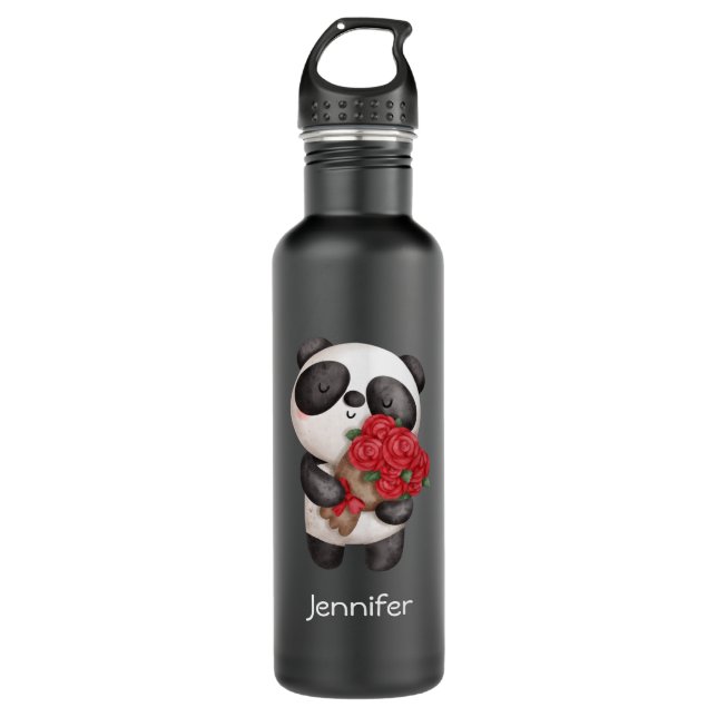 Botella De Agua Oso de Panda con Rose Bouquet (Anverso)