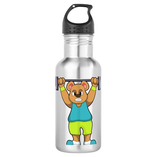 Botella De Agua Oso en Bodybuilding con Barbell (Anverso)